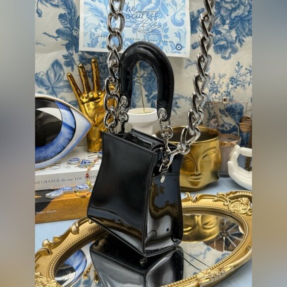 🆕 VIVIENNE WESTWOOD 🧿 NWOT Black Patent Leather Kelly Small Top Handle - AUTH - Picture 6 of 16